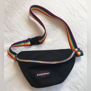 Eastpak Black Waist Bag with Rainbow Strap